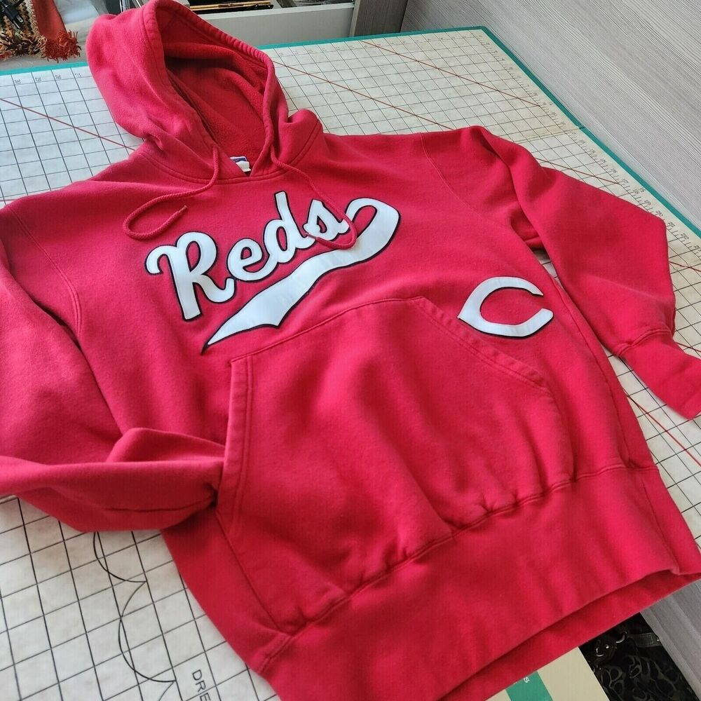 Cincinnati Reds Majestic Vintage Y2K Embroidered Red Thick Hoodie Sweatshirt M
